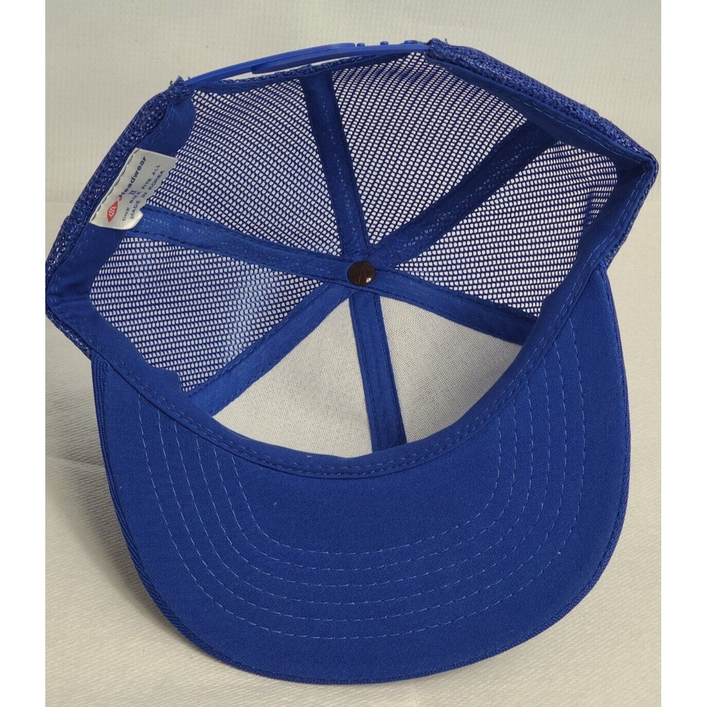 Vintage American Trucking Snapback Trucker Hat Cap 1980s Blue Mesh - Picture 3 of 6